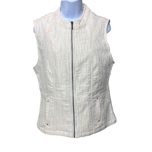 N Touch Cream Crinkle Texture Zip Front Vest Small